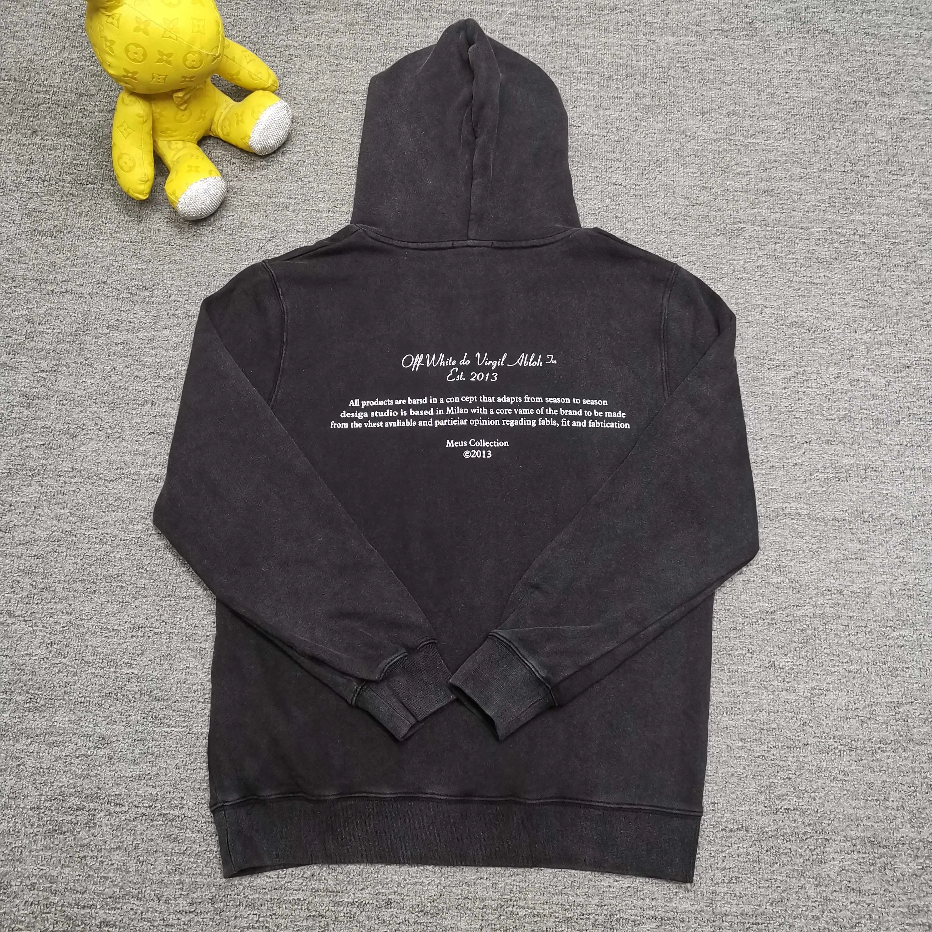 off white 25ss religious portrait oil painting 460g washed hooded sweatshirt Color: washed black Size: S M L XL P410